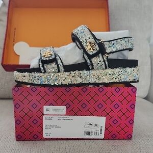 Tory Burch Multicolor Glitter Platform Sandals